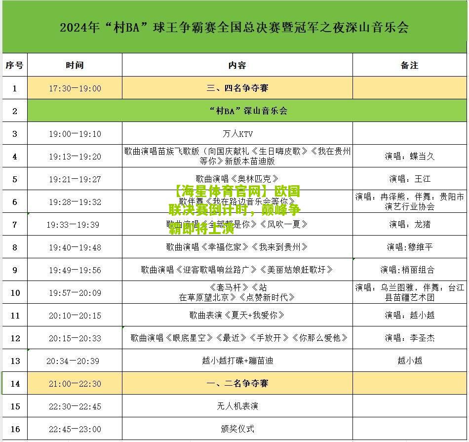 【海星体育官网】欧国联决赛倒计时，巅峰争霸即将上演